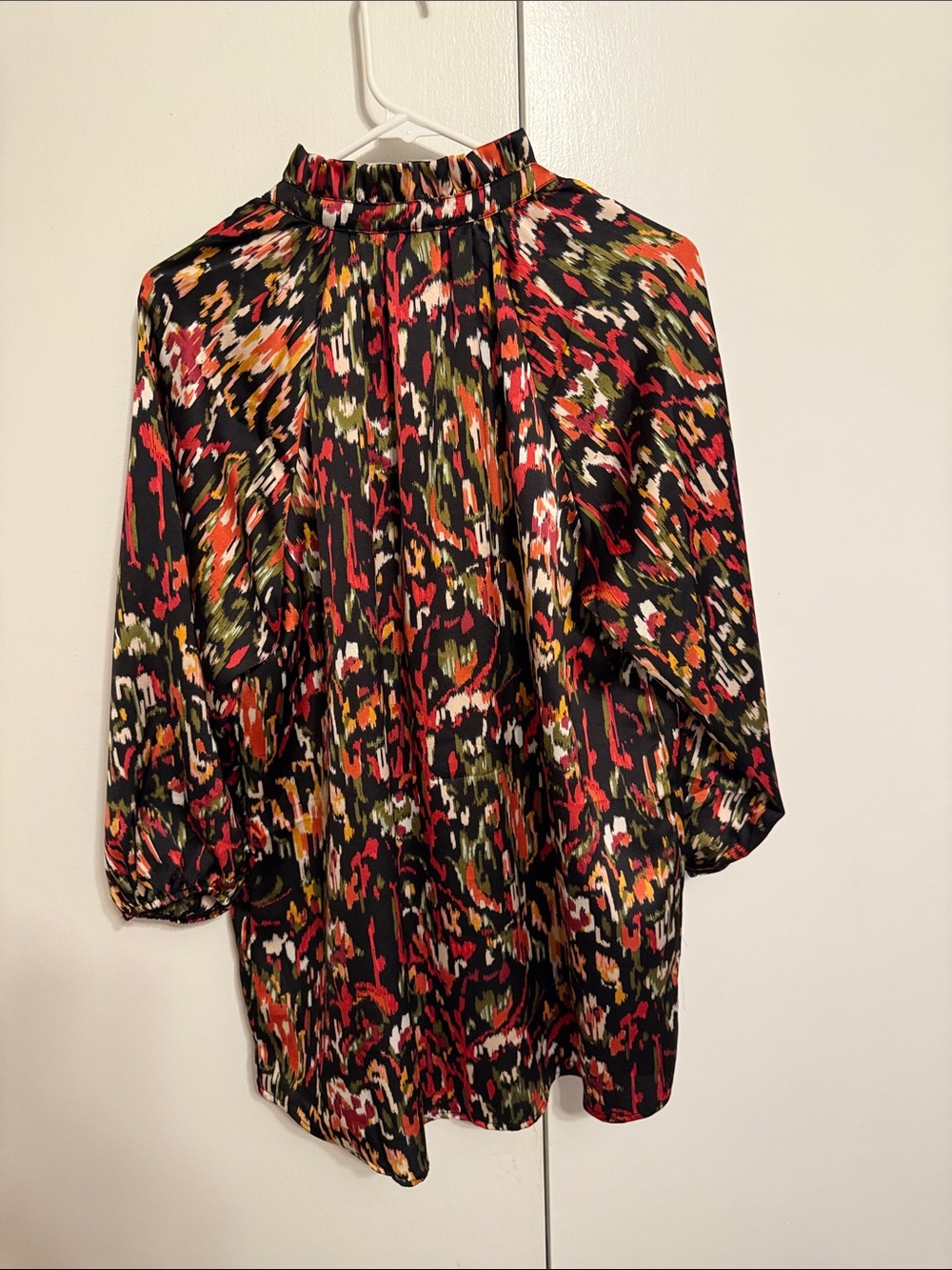 First Love Black Multi-Color Ruffle-Neck Large Blouse - Picture 4 of 7